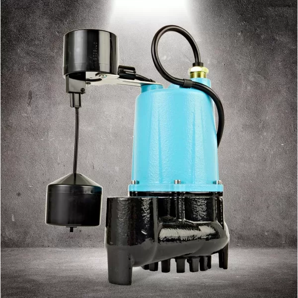 imageLittle Giant BSC33V 13 HP 115 Volt 3000 GPH Automatic Submersible Cast Iron SumpEffluent Pump with Piggyback Vertical Float Switch and 10Ft Cord Blue 506254506254