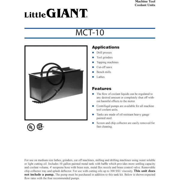 imageLittle Giant MCT10 Stainless Steel Machine Tool Coolant Tank no Pump Blue 560300