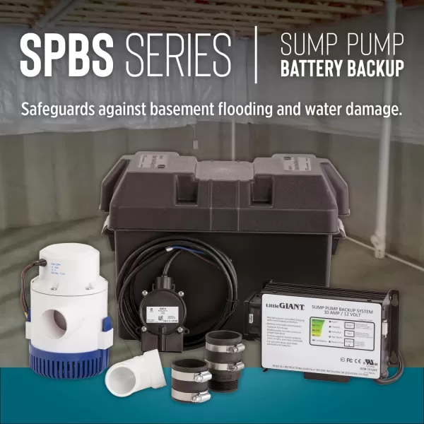 imageLittle Giant SPBS10HF 10 Amp 2520 GPH Sump Pump Battery Back Up System with Controller Backup Pump Switch Fittings Black 506406