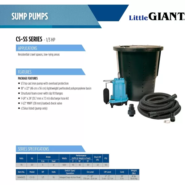 imageLittle Giant SPDK Sump Pump Discharge Hose Kit 114inch Hose  112 Inch and 114 Inch Adaptors 24FeetBlue