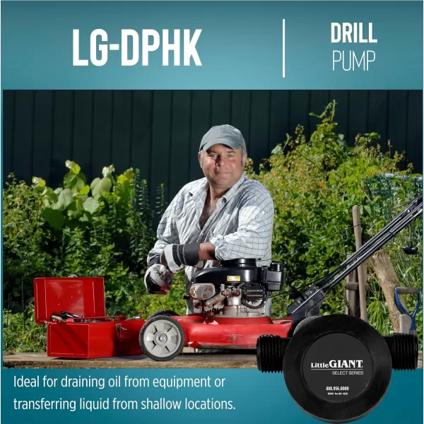 imageLittle Giant Select Series LGDPHK 154 GPH Drill Power Transfer Pump with 32inch Length of Garden Hose 14inch OD Tubing and Adapter Black 14942687