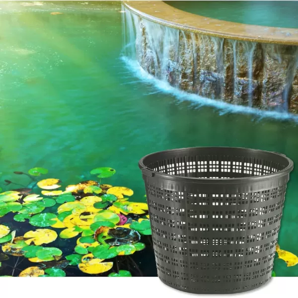 imageLittle Giant UPBR9PW Round Aquatic Plant Basket for Ponds 93 inches in Diameter x 520 inches high Black 566553