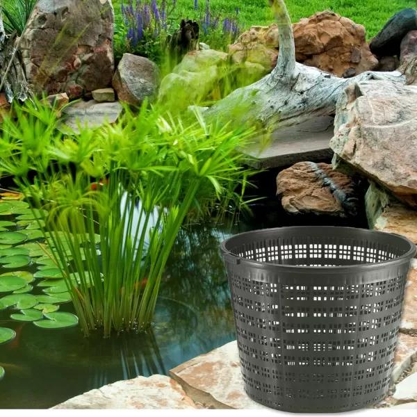 imageLittle Giant UPBR9PW Round Aquatic Plant Basket for Ponds 93 inches in Diameter x 520 inches high Black 566553