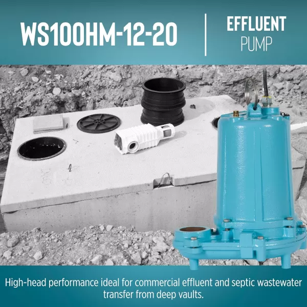 imageLittle Giant WS100HM1220 208230 Volt 60 Hz 1 HP 9000 GPH Manual Effluent Pump with 20Ft Cord and 230 Volt Plug Blue 620222