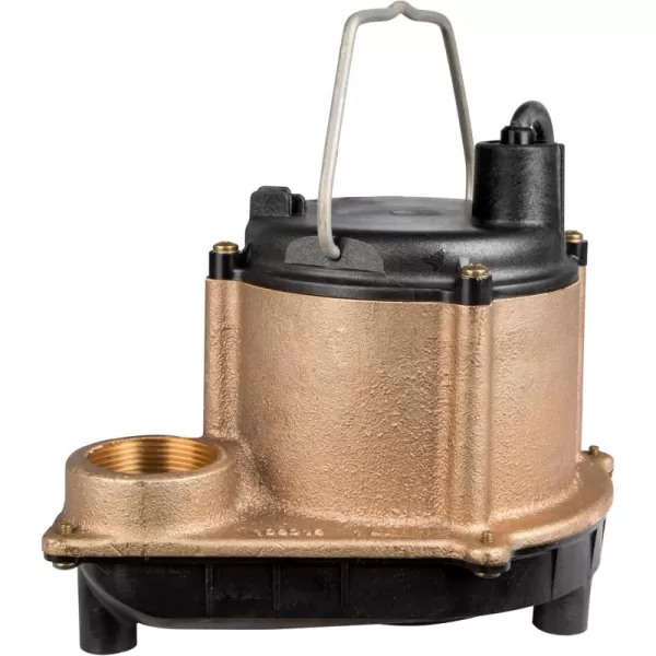 imageLittle Giant 6CBA 115Volt 13 HP 2760 GPH Automatic Submersible Epoxy Impregnated Cast Bronze Sump Pump for SaltyBriny Water Conditions with Integral Diaphragm Switch 10 Cord Bronze 506357Bronze  115V  10 Cord  Manual