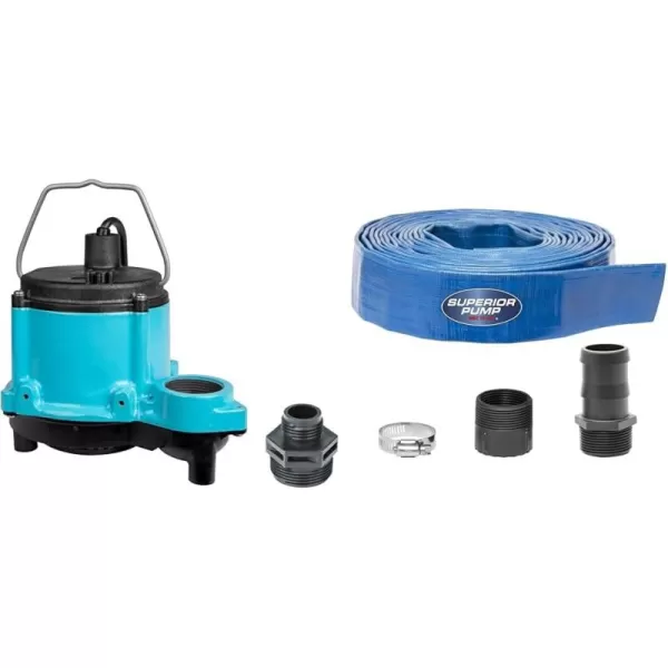 imageLittle Giant 6CIMR 115Volt 13 HP 2750 GPH Manual Submersible SumpUtility Pump with 25Ft Cord Blue 506274Pump  Hose Kit