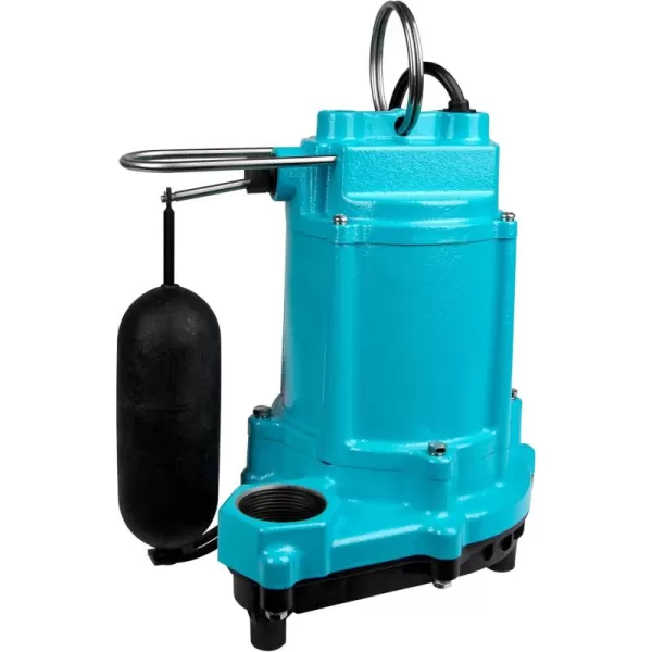 imageLittle Giant 6ECCIARF 13 HP 115Volt 3180 GPH Automatic Cast Iron Submersible SumpEffluent Pump with Polypropylene Base Piggyback Mechanical Float Switch and 30Ft Power Cord Blue 506808PUMP