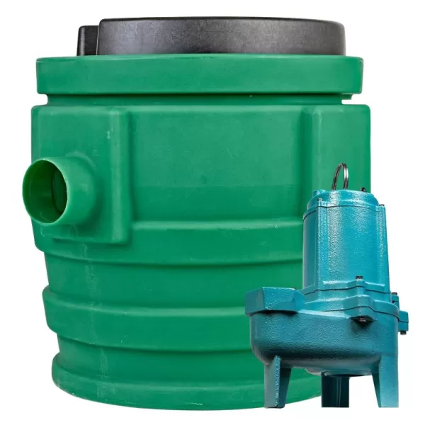 imageLittle Giant 9SF2V2D Pit Plus SR Sewage Basin System with 115Volt 410 HP 6000 GPH 9SCCIM Sewage Pump and 20Ft Cord GreenBlueBlack 50966124x24  9SCCIM  Float  No Alarm  2 Vent