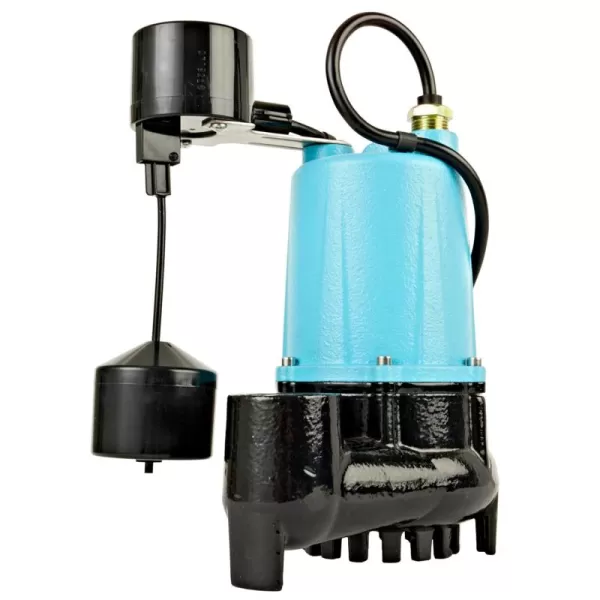 imageLittle Giant BSC33V 13 HP 115 Volt 3000 GPH Automatic Submersible Cast Iron SumpEffluent Pump with Piggyback Vertical Float Switch and 10Ft Cord Blue 506254511252