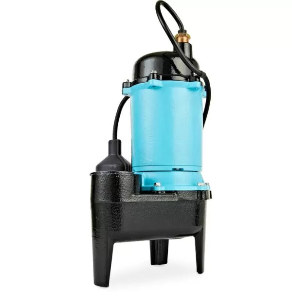 imageLittle Giant BSWC50T 12 HP 115 Volt 4920 GPH Automatic Submersible Cast Iron Sewage Pump with Tethered Float Switch and 10Ft Cord Blue 511256