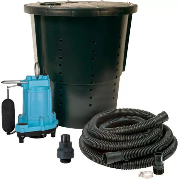 imageLittle Giant SPDK Sump Pump Discharge Hose Kit 114inch Hose  112 Inch and 114 Inch Adaptors 24FeetBlue