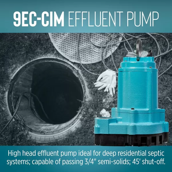 imageLittle Giant 9ECHCIM 115Volt 410 HP 4200 GPH Manual Submersible Cast Iron High Head Effluent Pump with 30Ft Cord Blue 509533