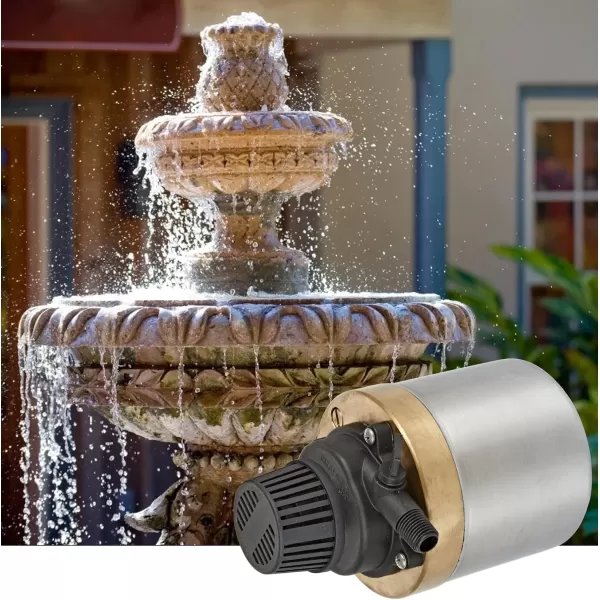 imageLittle Giant S580PT20 115 Volt 740 GPH Oilless Stainless Steel and Bronze Direct Drive Pump for Fresh or Salt Water Ponds or Fountains Steel 517100002795 GPH