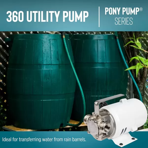 imageLittle Giant 360 115V 360 GPH 110 HP Plated Brass NonSubmersible MultiPurpose Utility Water Transfer Pony Pump with 6Ft Cord White 555112