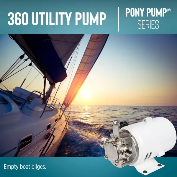 imageLittle Giant 360 115V 360 GPH 110 HP Plated Brass NonSubmersible MultiPurpose Utility Water Transfer Pony Pump with 6Ft Cord White 555112