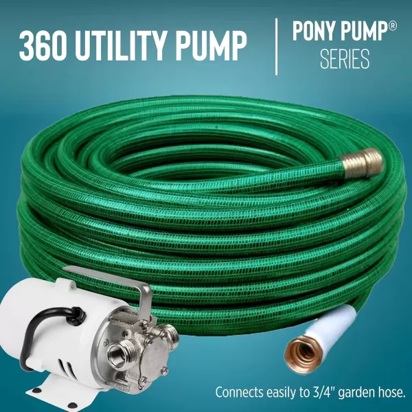 imageLittle Giant 360 115V 360 GPH 110 HP Plated Brass NonSubmersible MultiPurpose Utility Water Transfer Pony Pump with 6Ft Cord White 555112