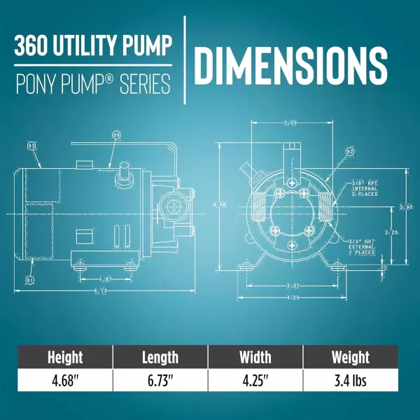 imageLittle Giant 360 115V 360 GPH 110 HP Plated Brass NonSubmersible MultiPurpose Utility Water Transfer Pony Pump with 6Ft Cord White 555112