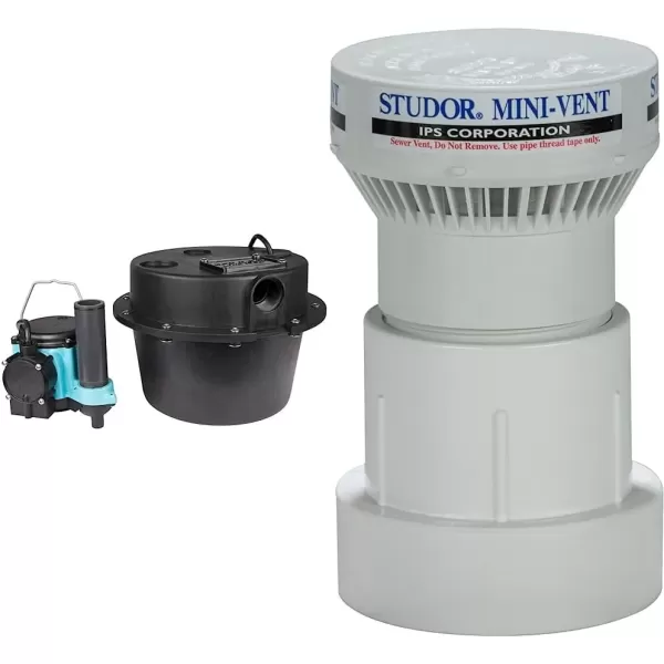 imageLittle Giant WRSC6 115Volt 13 HP 2760 GPH Compact Under Sink Drainosaur Automatic Sump PumpBasin System BlackBlue 506065 ampamp Studor 20341 MiniVent Air Admittance Valve with PVC Adapter15