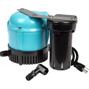 imageLittle Giant 1ABS 115volt 1150 HP 205 GPH Automatic Shallow Pan Condensate Removal Pump for Ceiling Mounted Air Conditioners or Dehumidifiers with Condensate Collection Tank BlackBlue 550522115volt  no tank