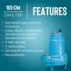 image:imageLittle Giant 16SCIM 230Volt 1 HP 9600 GPH Manual Submersible Sewage Ejector Pump 40 Leads Plugless 3Inch Discharge Blue 51463040 Lead Wires Plugless