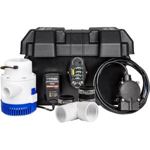 image:imageLittle Giant SPBS12HF 12 Amp 3180 GPH Sump Pump Battery Backup System with Controller Secondary Pump Switch Fittings Black 5064071 Amp