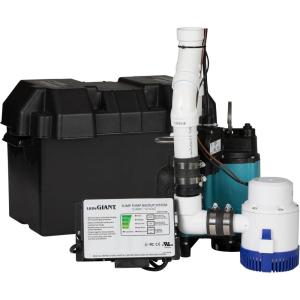 image:imageLittle Giant SPBS12HF 12 Amp 3180 GPH Sump Pump Battery Backup System with Controller Secondary Pump Switch Fittings Black 50640712 Amp with Primary Pump