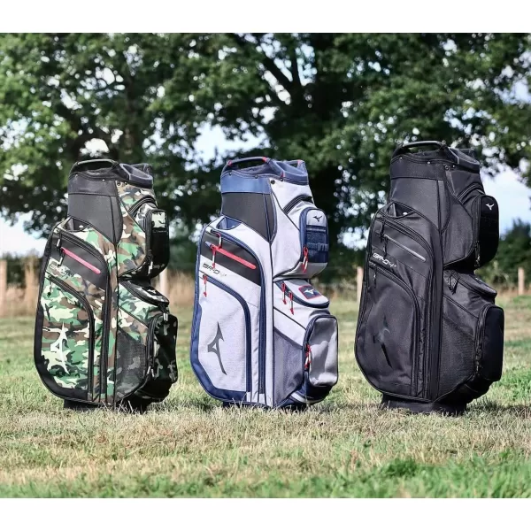 Mizuno BR-D4C Golf Cart Bag | 14 Way Top Cuff | Full Length Dividers | Single Shoulder Strap | Extra Large Insulated Cooler | Rainhood