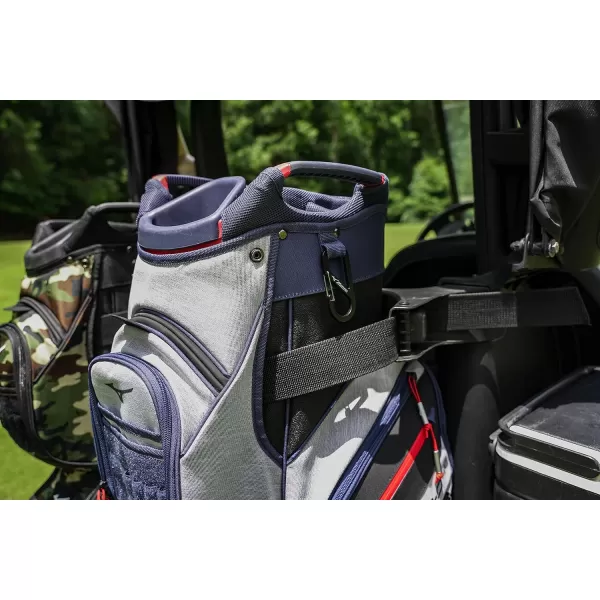 Mizuno BR-D4C Golf Cart Bag | 14 Way Top Cuff | Full Length Dividers | Single Shoulder Strap | Extra Large Insulated Cooler | Rainhood