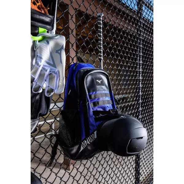 Mizuno MVP Backpack 22 | Baseball and Softball Bag | 4 Bat Sleeves | Felted Valuables Sleeve | Padded Back | Ventilated Footwear Storage | Molle Attachment Straps