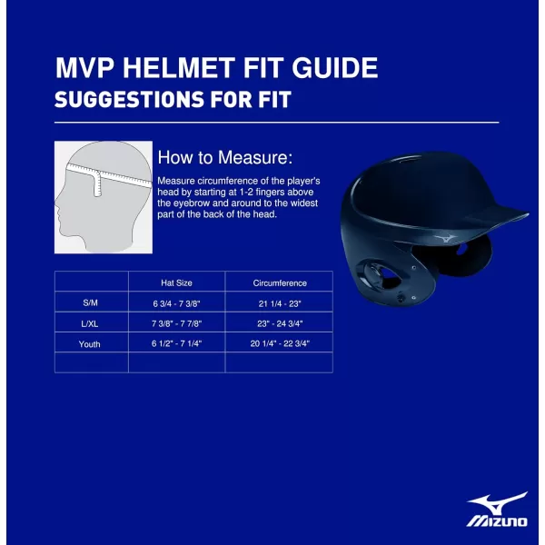 Mizuno MVP Series Batting Helmet | Baseball Softball | Matte Gloss Combo Finish | ABS Shell | Mositure Wicking DryLite Liner