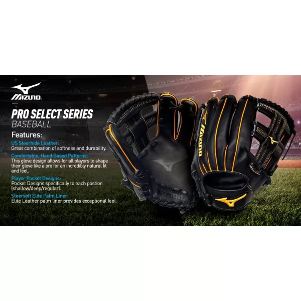 Mizuno Pro Select Baseball Glove Series | US Steerhide Leather | Postion Based Pocket Patterns