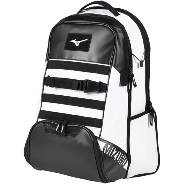 Mizuno MVP Backpack 22 | Baseball and Softball Bag | 4 Bat Sleeves | Felted Valuables Sleeve | Padded Back | Ventilated Footwear Storage | Molle Attachment Straps