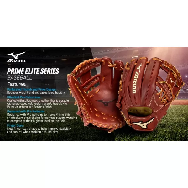 Mizuno Prime Elite Baseball Glove Series | Oil Soft Plus Leather | Professional Patterns | Finger Core Technology |Ultra Soft Pro Palm Liner