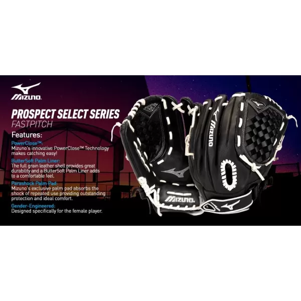 Mizuno Prospect Select Fastpitch Softball Glove Series | Full Grain Leather | Female Specific Patterns | ButterSoft Palm Liner