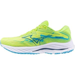 imageMizuno Mens Wave Rider 27 Running ShoeSharp GreenNavy Peony