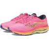 imageMizuno Womens Wave Rider 27 Running ShoeHighvis Pinkombre Blue