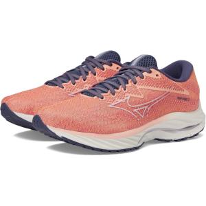 imageMizuno Womens Wave Rider 27 Running ShoeCoral Reefsnow White