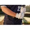 imageMizuno B303 Baseball Batting Gloves  Pair  Adult and Youth  Full Grain Leather Palm  AirMesh Inserts  QuikAdjust Wrist TabWhiteNavy