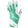 imageMizuno Finch Softball Padded Batting Gloves  Pair  Adult and Youth  Nonslip Palm  Padded ShockPalm  FlexMesh Back  QuikAdjust Wrist TabWhiteMint