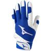 imageMizuno Finch Softball Padded Batting Gloves  Pair  Adult and Youth  Nonslip Palm  Padded ShockPalm  FlexMesh Back  QuikAdjust Wrist TabWhiteRoyal