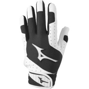 imageMizuno Finch Softball Padded Batting Gloves  Pair  Adult and Youth  Nonslip Palm  Padded ShockPalm  FlexMesh Back  QuikAdjust Wrist TabWhiteCharcoal