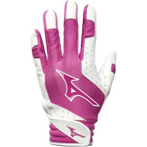 imageMizuno Finch Softball Padded Batting Gloves  Pair  Adult and Youth  Nonslip Palm  Padded ShockPalm  FlexMesh Back  QuikAdjust Wrist TabWhitePink