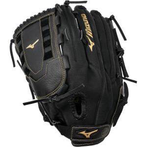 imageMizuno unisex adult 14quot Premier Series Slowpitch Softball Glove 14  BlackGold Tartan U web US