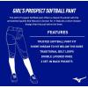 imageMizuno Girls Youth Prospect Softball PantWhite