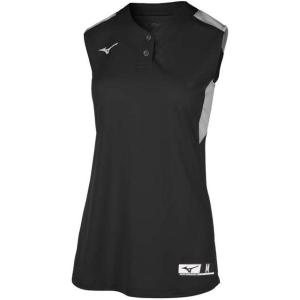 imageMizuno Aerolite 2Button Fastpitch Softball Jersey SleevelessBlackgrey