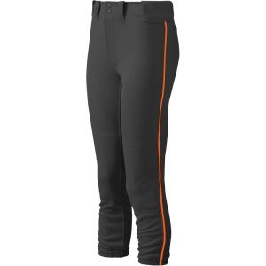 imageMizuno Girls Youth Belted Piped Softball PantBlackOrange