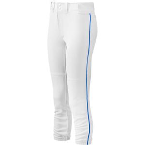 imageMizuno Girls Youth Belted Piped Softball PantWhiteRoyal