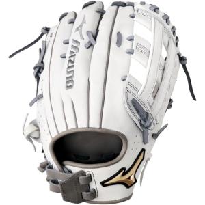 imageMizuno Prime Elite Fastpitch Softball Glove Series I Oil Soft Plus Leather  Professional Patterns  Finger Core Technology Ultra Soft Pro Palm LinerWhiteGrey H Web