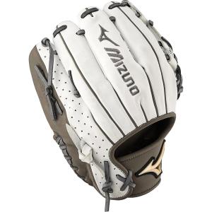 imageMizuno Prime Elite Fastpitch Softball Glove Series I Oil Soft Plus Leather  Professional Patterns  Finger Core Technology Ultra Soft Pro Palm LinerWhiteGrey Deep 3 Web