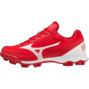 imageMizuno Boys Wave Lightrevo Youth Baseball ShoeRedwhite